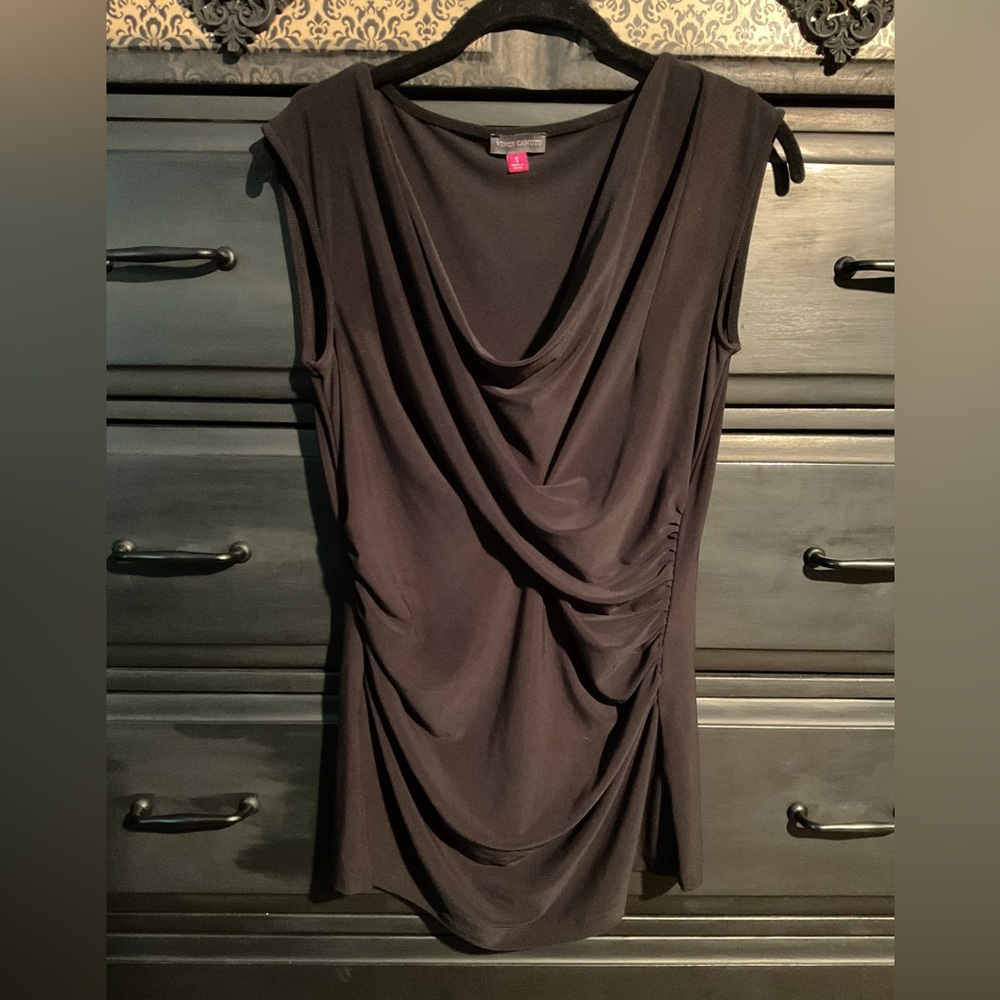 Vince Camuto Black Draped Blouse
